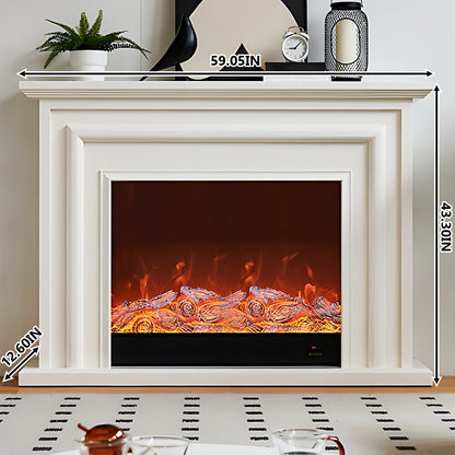Aihm-Lon Modern White Electric Fireplace with Fake Flame 47.24"-59.05"