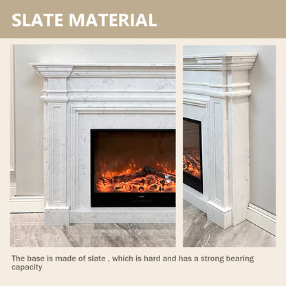 Aihm-Lon White Electric Fireplace with Decorative Inserts 51.18"-62.99"