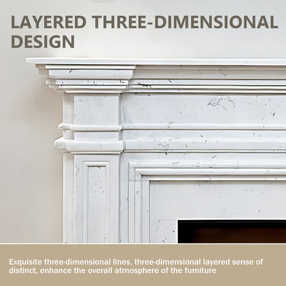 Aihm-Lon White Electric Fireplace with Decorative Inserts 51.18"-62.99"