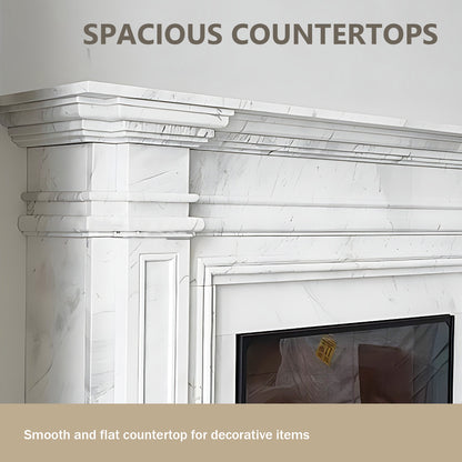 Aihm-Lon White Electric Fireplace with Decorative Inserts 51.18"-62.99"