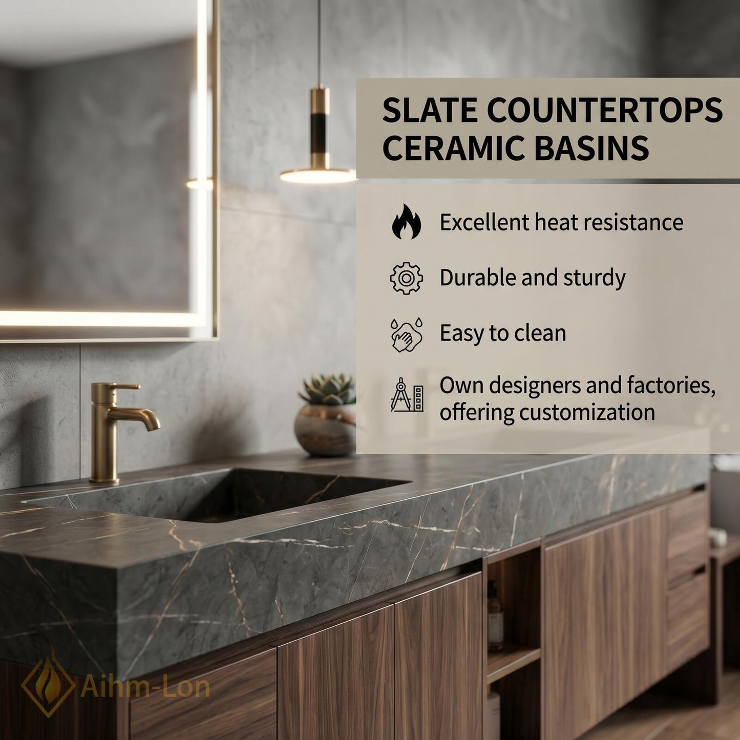 72''-96'' Double Bathroom Vanity with Sink Dark-Walnut Modern Floating Basin Open