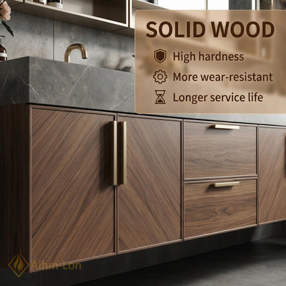 70''-96'' Double Bathroom Vanity with Sink Modern Dark Wood Grain Finish Glass