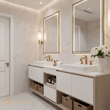 70''-96'' Double Bathroom Vanity with Sink Rectangular Basin Soft Close Doors Open Storage Cabinet