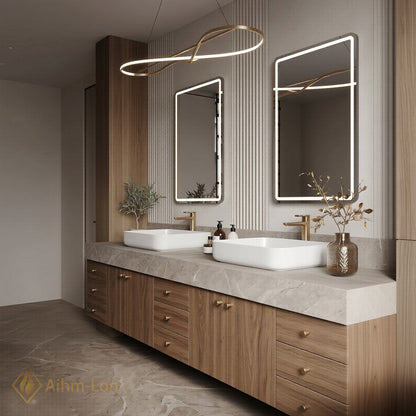 78''-96'' Double Bathroom Vanity with Sink Wide Marble Countertop Deep Drawers Storage