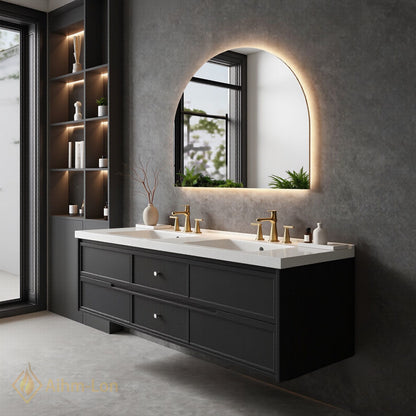 60''-96'' Floating Bathroom Vanity with Sink Double Sink Dark Matte Finish Drawers Cabinet