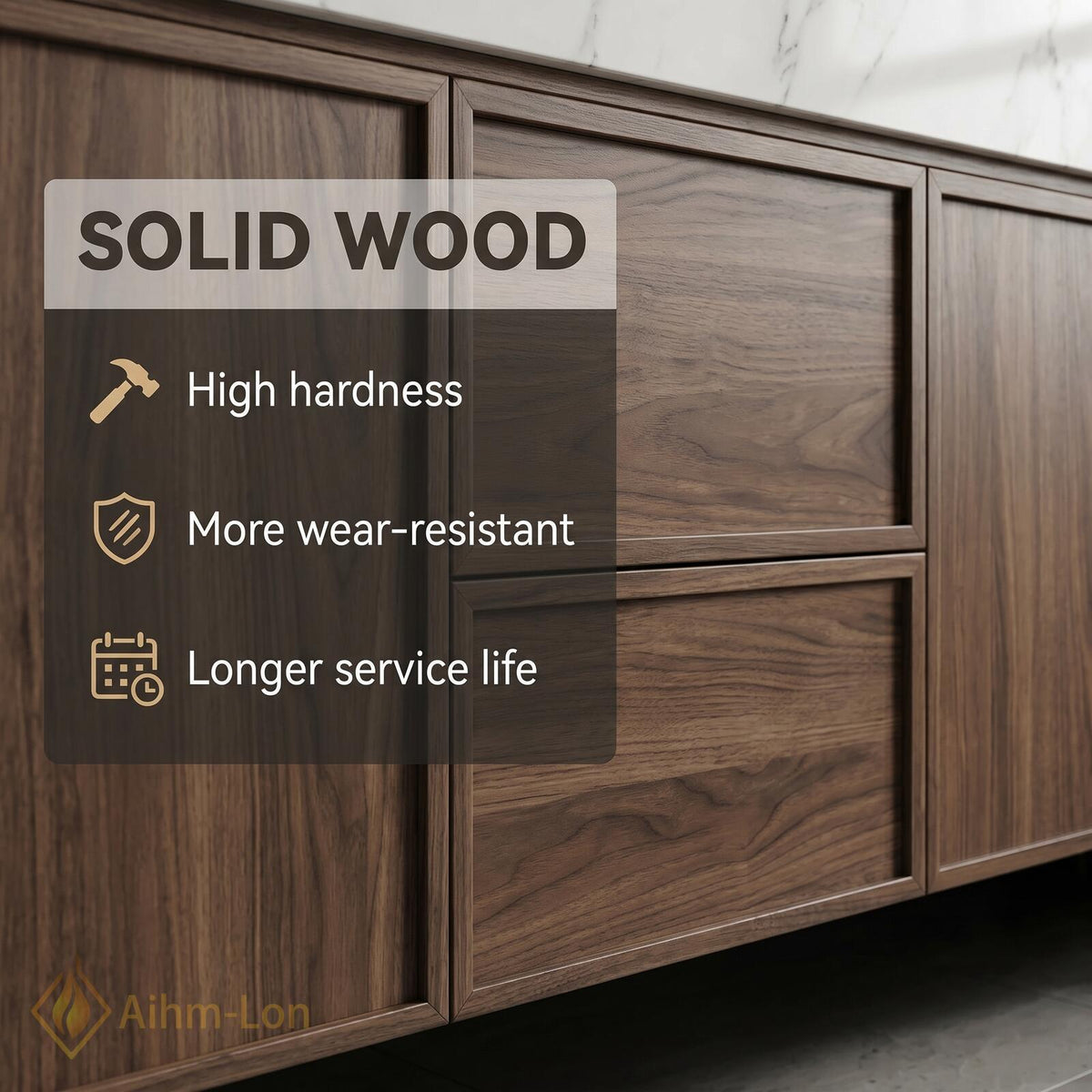 60''-96'' Double Bathroom Vanity with Sink Floating Dark Walnut Rich Grain Storage