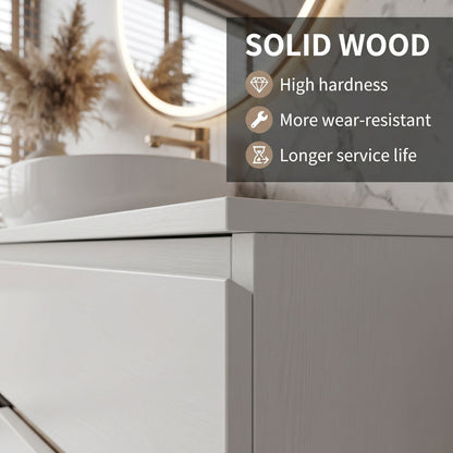 36''-64'' Modern Bathroom Vanity with Sink Floating White Anti-Fog Open Side Shelving