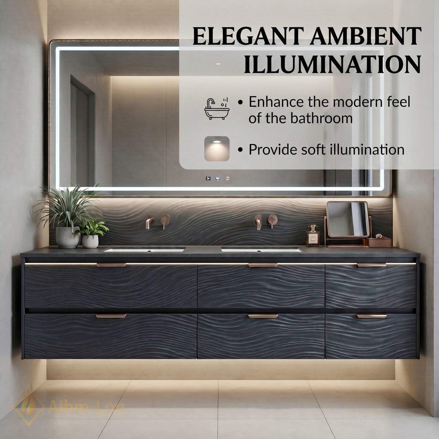 60''-96'' Double Bathroom Vanity with Sink Wave-Patterned Doors Deep Basin Six Drawers Cabinet