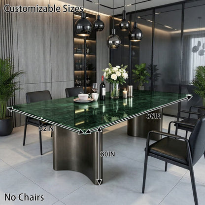 56" Luxury Dinning Table for 4-6 People (Polished Green Slate Countertop)
