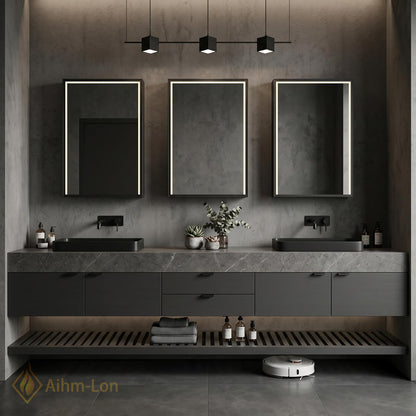76''-96'' Double Bathroom Vanity with Sink Floating Vanity Dark Slate Finish Dual