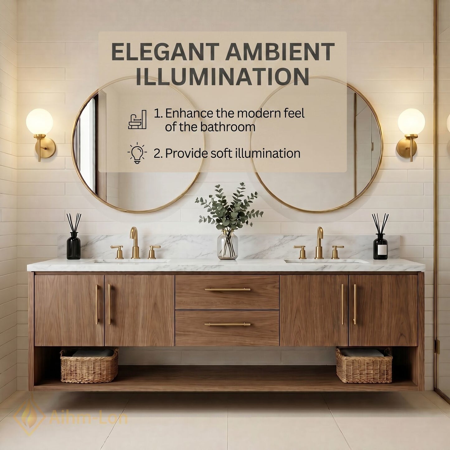 60''-96'' Double Bathroom Vanity with Sink Wood Grain Marble Pattern Dual Open Shelves Cabinet