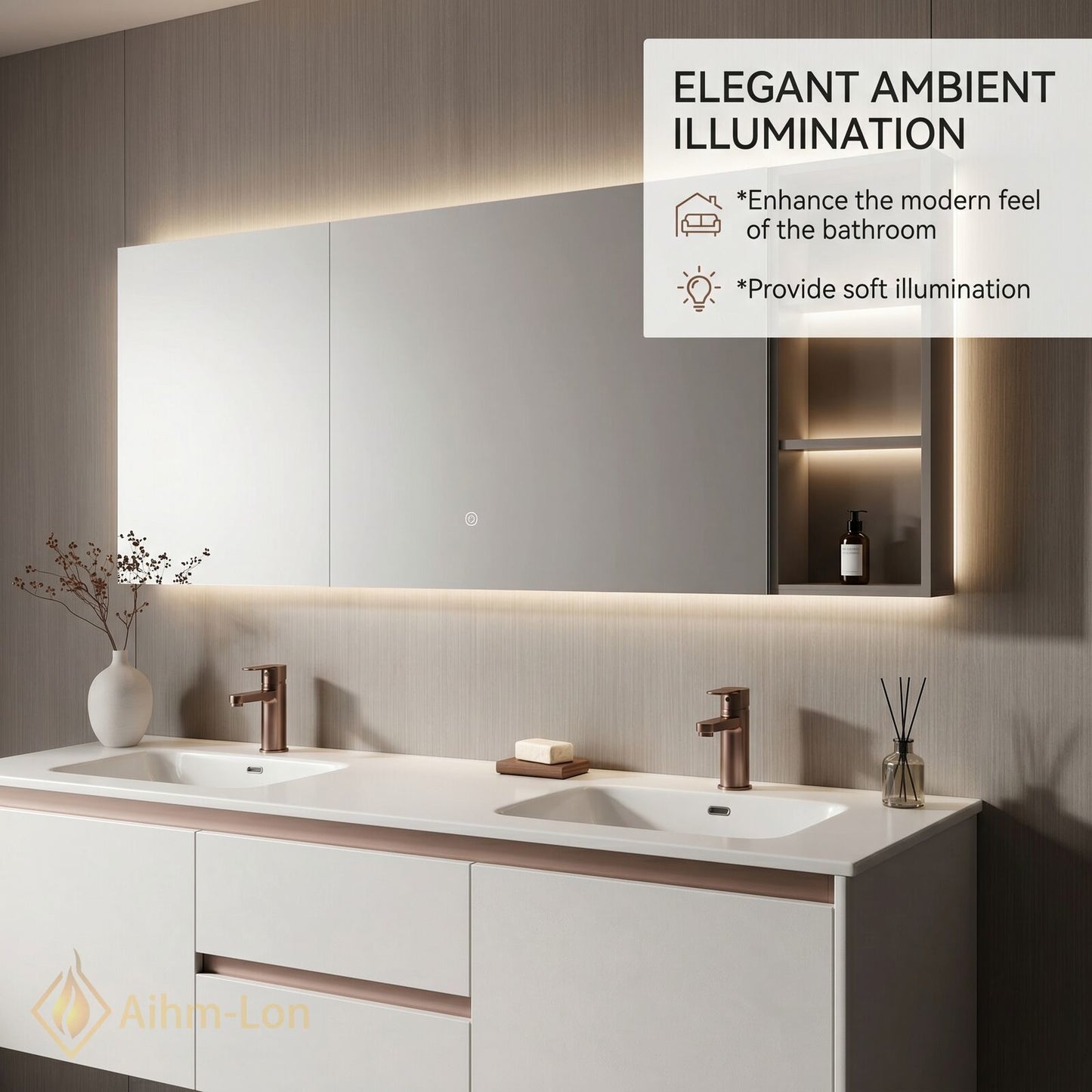 60''-96'' Wide Bathroom Vanity with Sink Matte White Double Sink Spacious Mirror Cabinet
