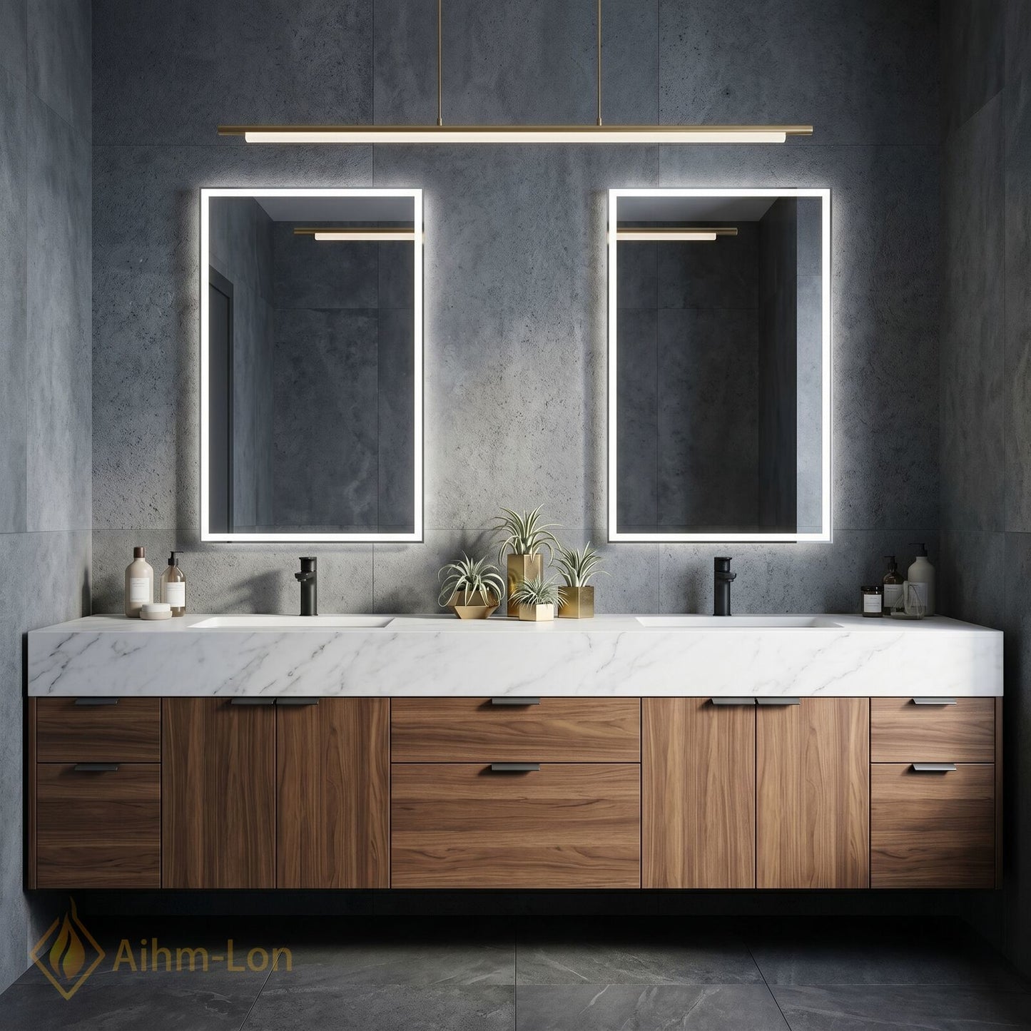72''-96'' Double Bathroom Vanity with Sink Floating Storage Drawers Large Marble with