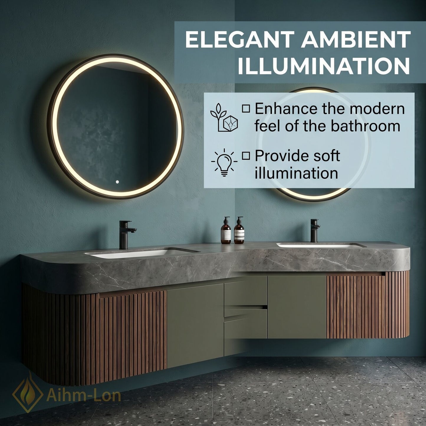 60''-96'' Double Bathroom Vanity with Sink Floating Fluted Side Panel Texture Matte