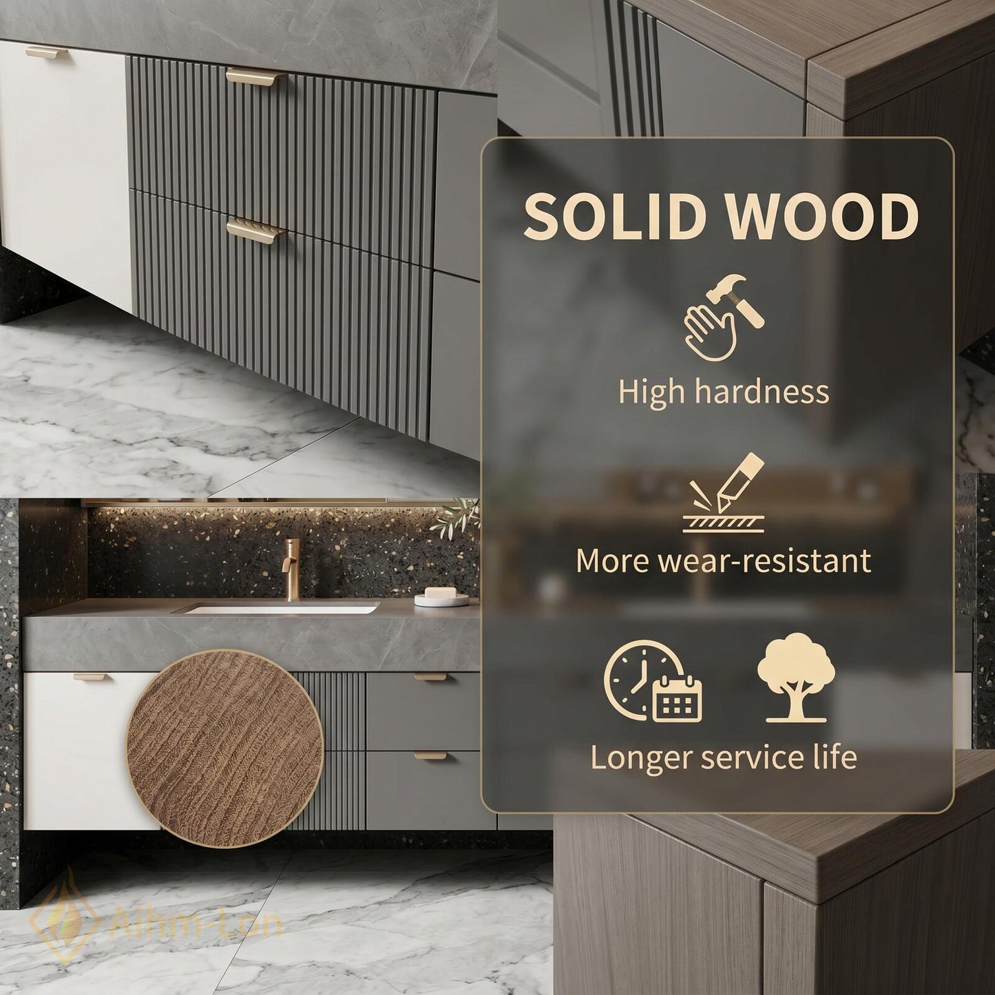78''-96'' Double Bathroom Vanity with Sink Charcoal Modern Floating Stone Drawer Mirror