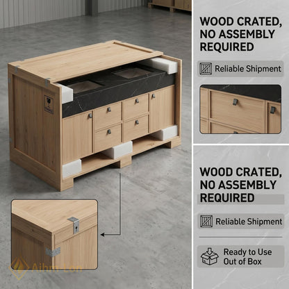 60''-96'' Double Bathroom Vanity with Sink Floating Light Wood Finish Mirror Cabinet