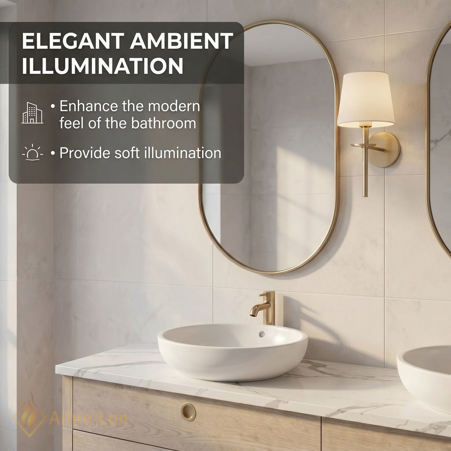 60''-96'' Double Bathroom Vanity with Sink Woodgrain Marble Pattern Floating Frame Cabinet