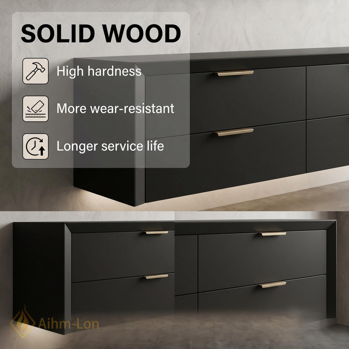 60''-96'' Double Bathroom Vanity with Sink Modern Floating Matte Black Drawer System