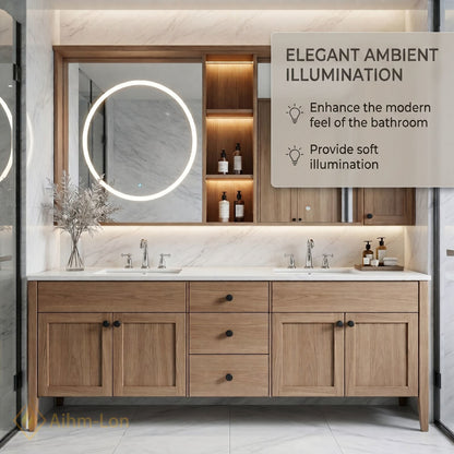 70''-96'' Modern Bathroom Vanity with Sink Double Sink Floating Storage Anti-Fog Mirror