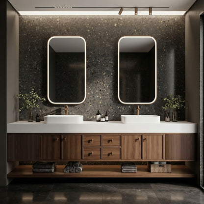 72''-96'' Modern Bathroom Vanity with Sink Double Sink Ribbed Front White Solid Top