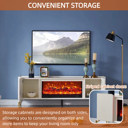 Aihm-Lon Luxury Electric Fireplace Striped Design 71”-79”