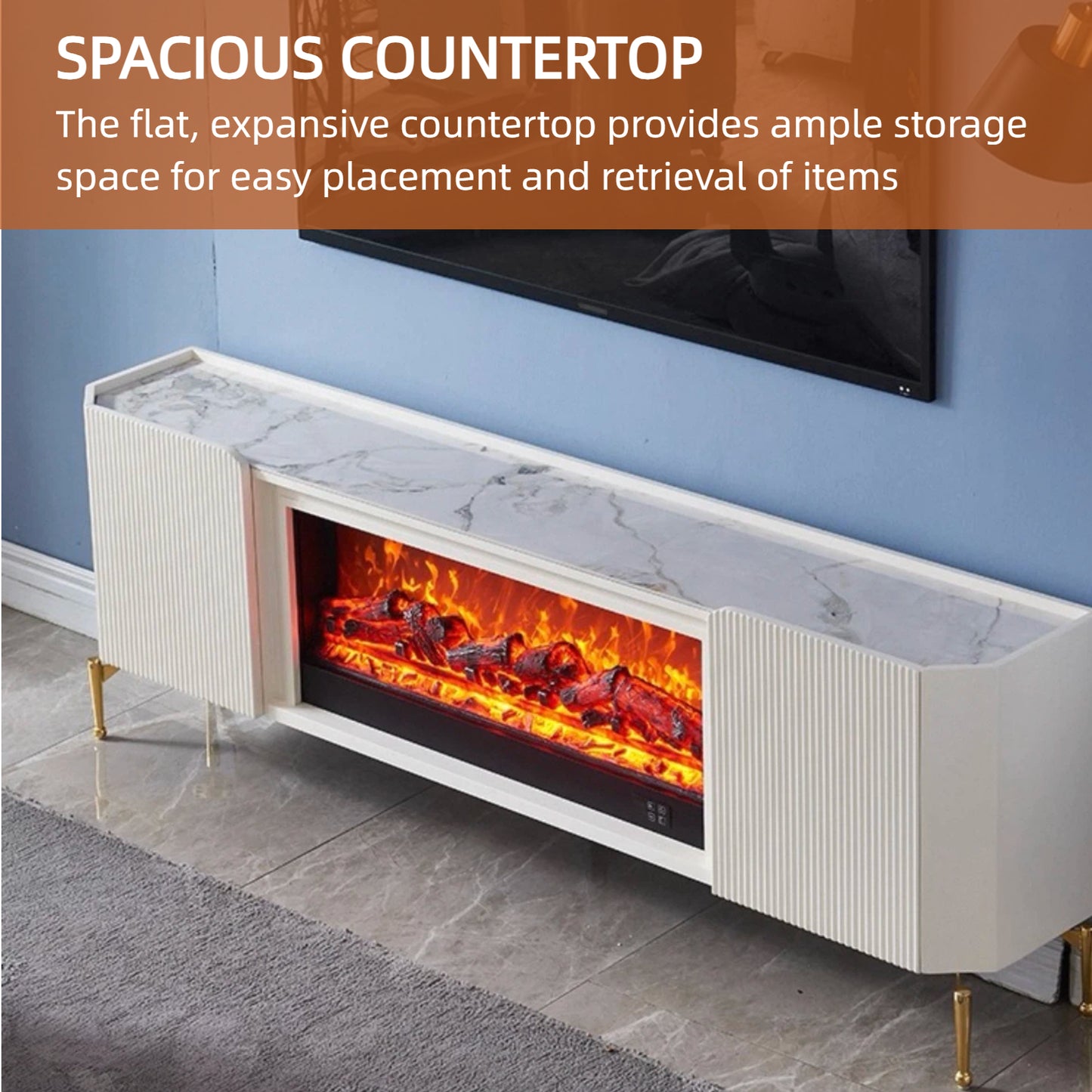 Aihm-Lon Luxury Electric Fireplace Striped Design 71”-79”