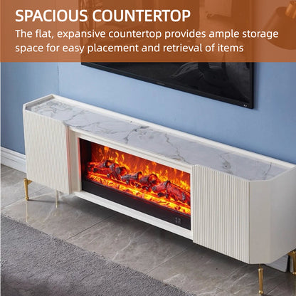 Aihm-Lon Luxury Electric Fireplace Striped Design 71”-79”