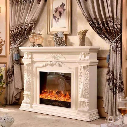 Aihm-Lon Electric Fireplace Includes Vintage Carving with White Realistic Flame 59”