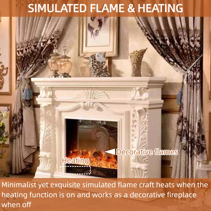 Aihm-Lon Electric Fireplace Includes Vintage Carving with White Realistic Flame 59”