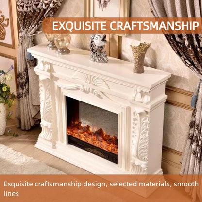 Aihm-Lon Electric Fireplace Includes Vintage Carving with White Realistic Flame 59”