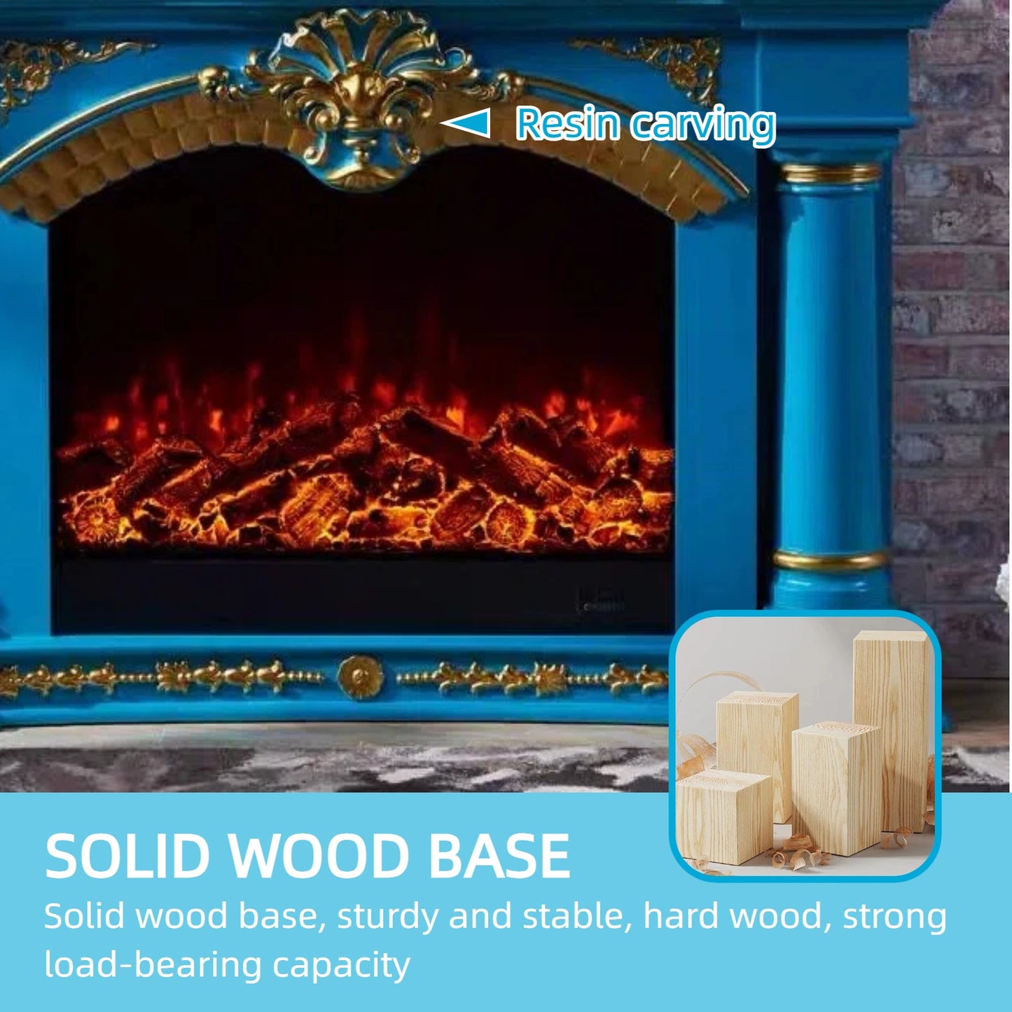 Aihm-Lon Electric Fireplace with Mantel Includes Vintage European Column 63”