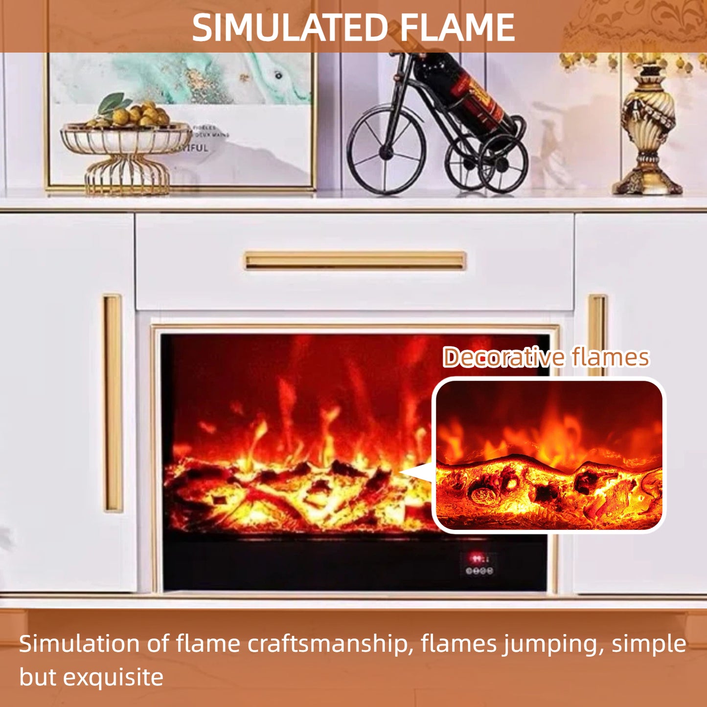 Aihm-Lon Modern Electric Fireplace Includes Storage Drawer 63”