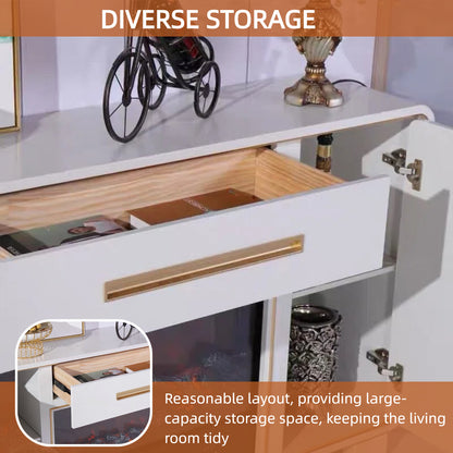 Aihm-Lon Modern Electric Fireplace Includes Storage Drawer 63”