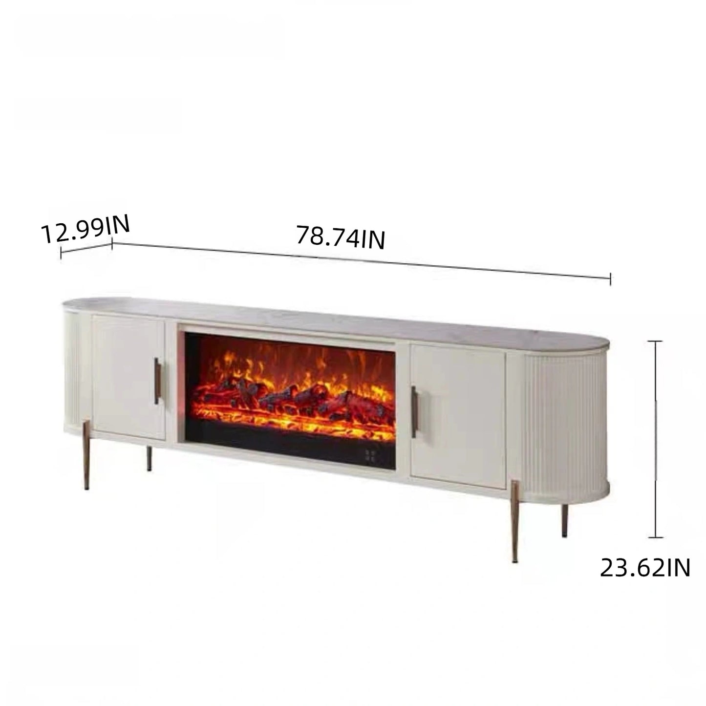 Aihm-Lon Electric Fireplace with White Storage Decorative Faux Real Flame 79”