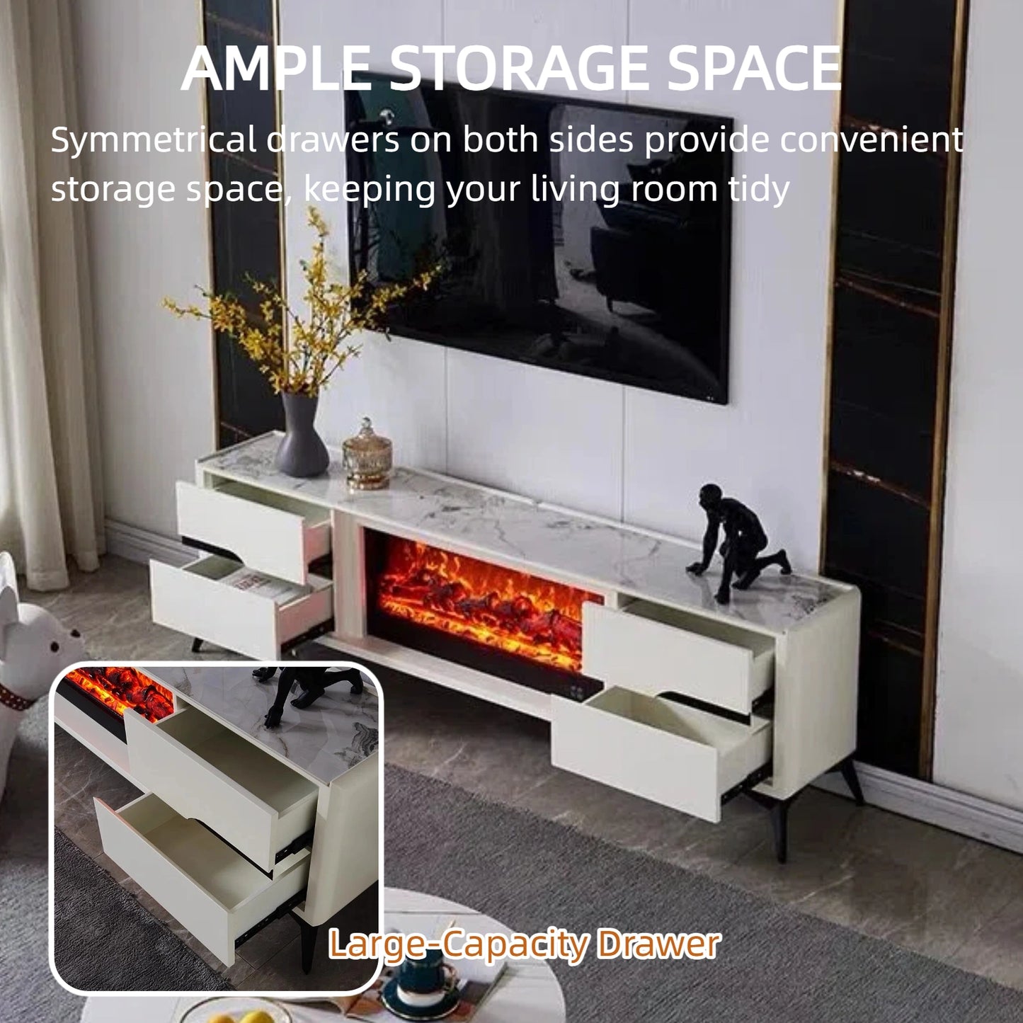 Aihm-Lon Modern Electric Fireplace Includes Exquisite Texture 79”