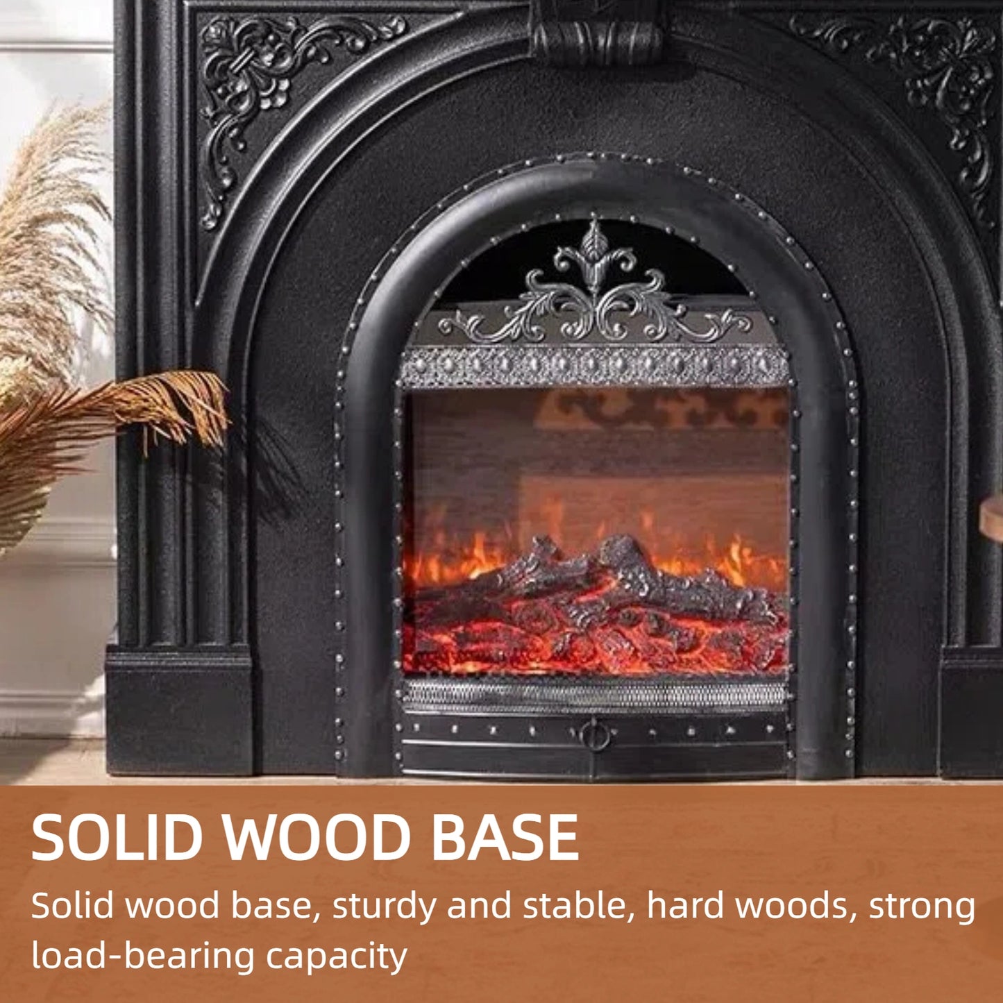 Aihm-Lon Freestanding Electric Fireplace Includes French Vintage Metal Cover 47”