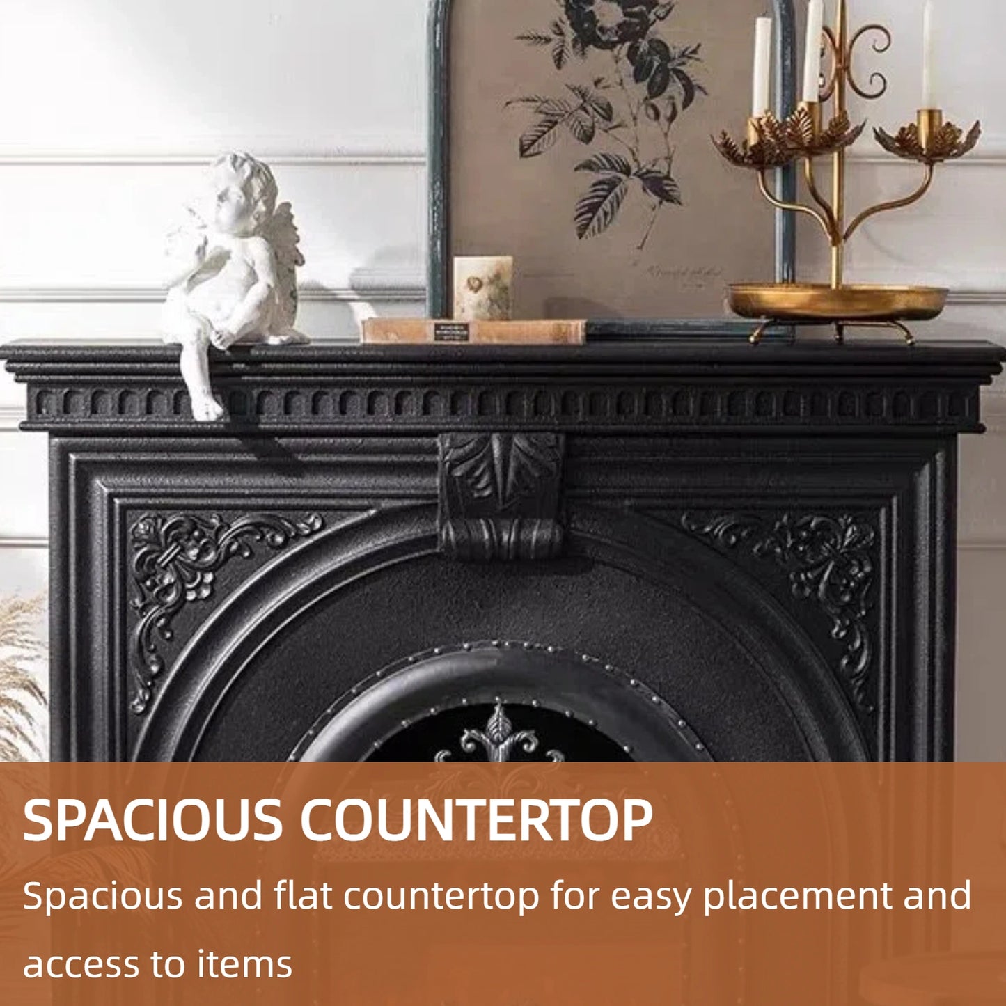 Aihm-Lon Freestanding Electric Fireplace Includes French Vintage Metal Cover 47”