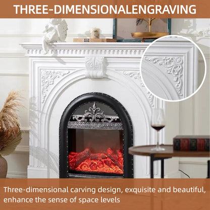 Aihm-Lon Freestanding Electric Fireplace Includes French Vintage Metal Cover 47”