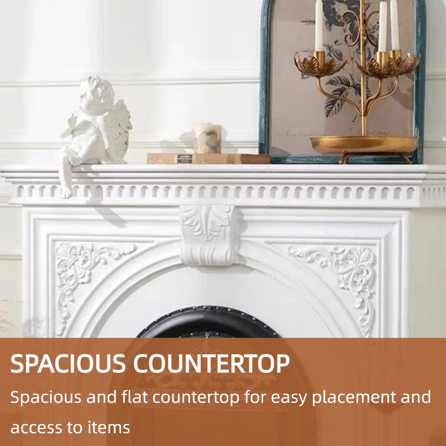 Aihm-Lon Freestanding Electric Fireplace Includes French Vintage Metal Cover 47”