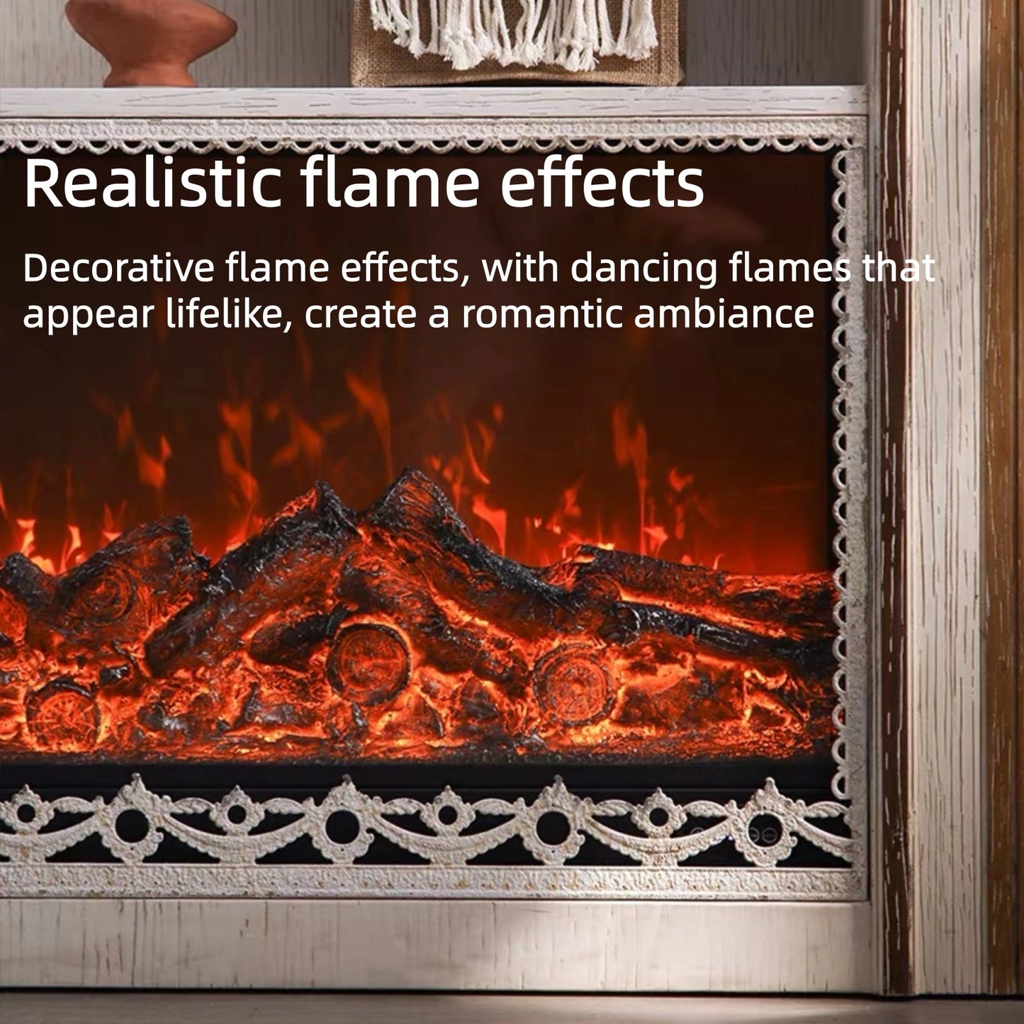 Aihm-Lon Vintage Electric Fireplace Includes French Wavy Border 47”