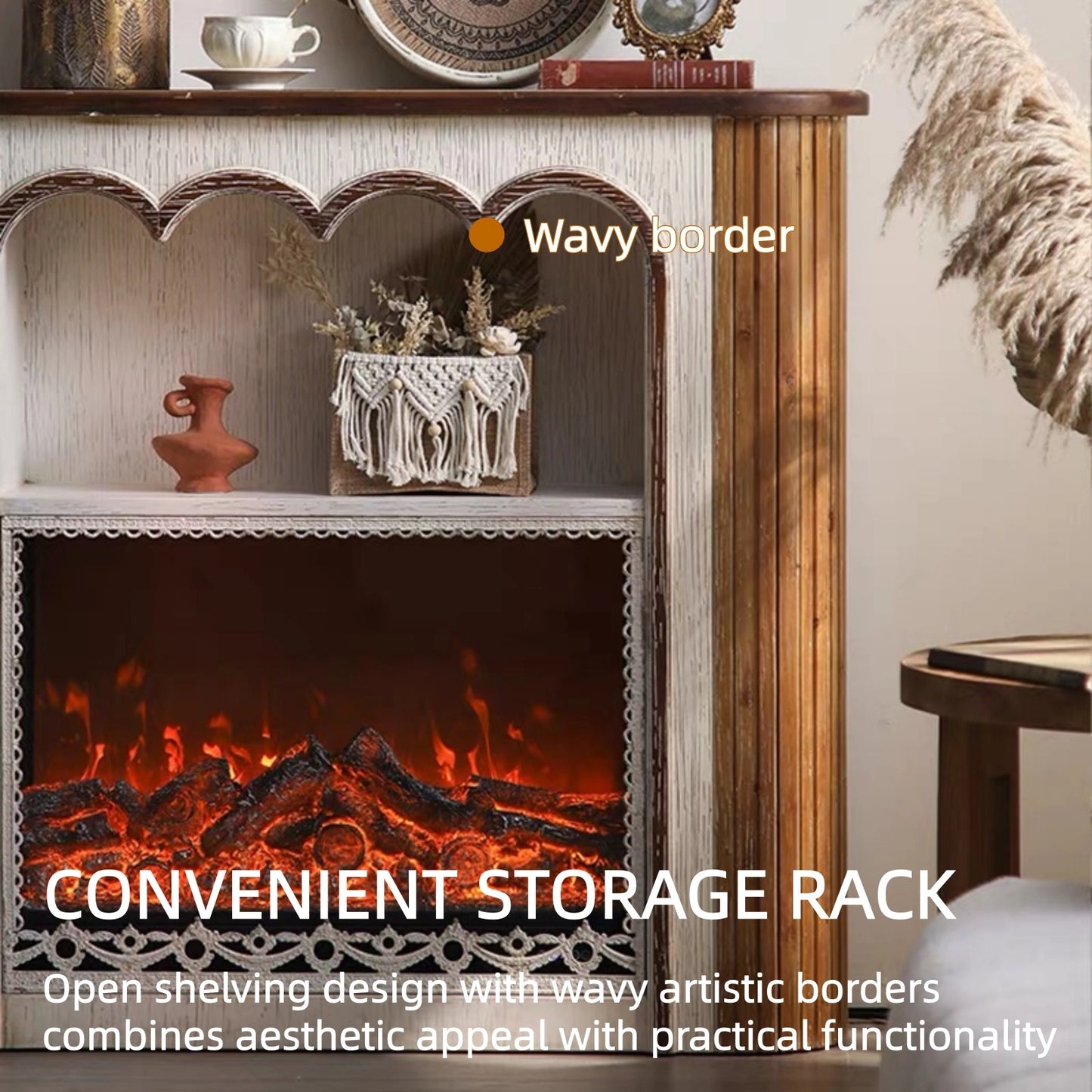 Aihm-Lon Vintage Electric Fireplace Includes French Wavy Border 47”