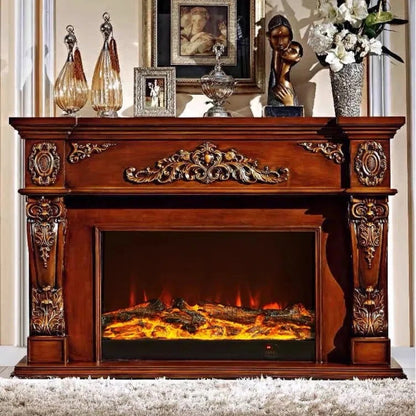 Aihm-Lon Retro Electric Fireplace Includes White Luxury Relief and Double-Column 59”-79”