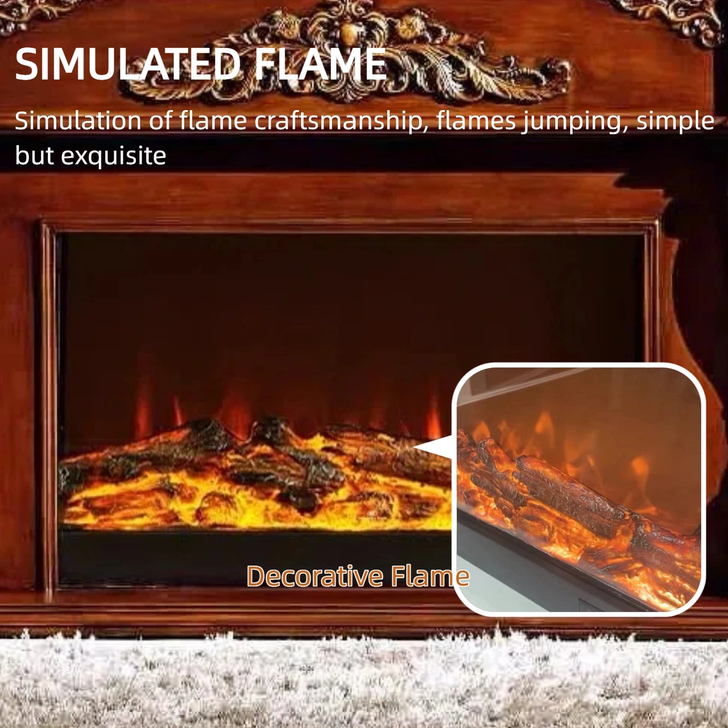 Aihm-Lon Retro Electric Fireplace Includes White Luxury Relief and Double-Column 59”-79”