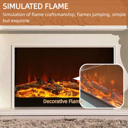 Aihm-Lon Retro Electric Fireplace Includes White Luxury Relief and Double-Column 59”-79”