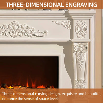 Aihm-Lon Retro Electric Fireplace Includes White Luxury Relief and Double-Column 59”-79”