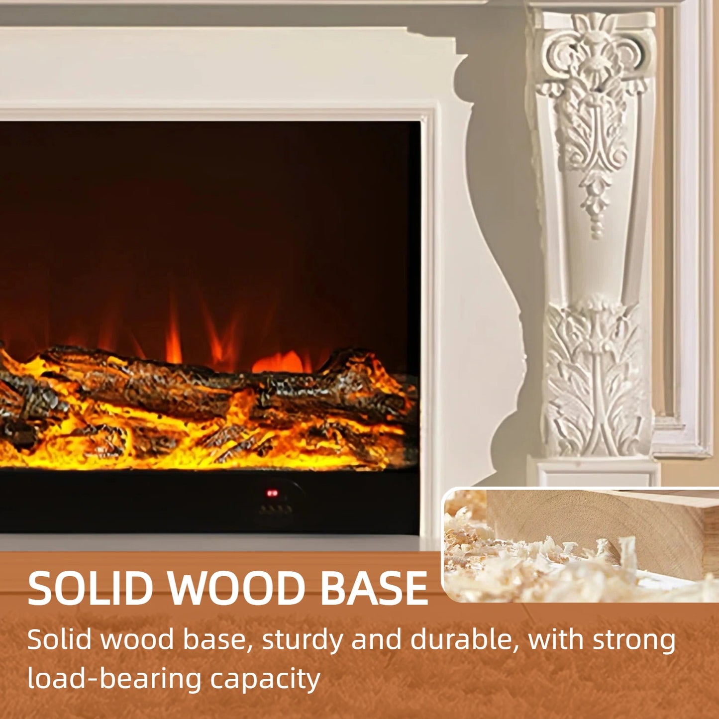 Aihm-Lon Retro Electric Fireplace Includes White Luxury Relief and Double-Column 59”-79”