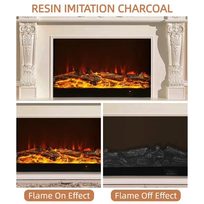 Aihm-Lon Retro Electric Fireplace Includes White Luxury Relief and Double-Column 59”-79”