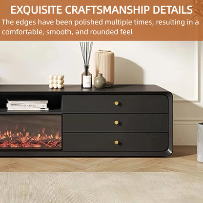 Aihm-Lon Indoor Electric Fireplace with Side Cabinet and 3 Drawers 79”-87"