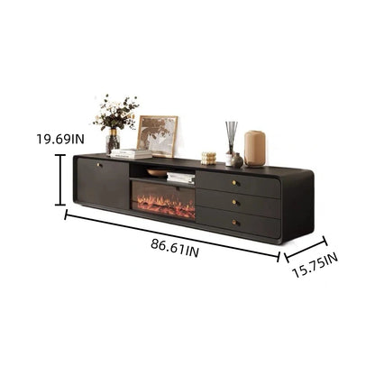 Aihm-Lon Indoor Electric Fireplace with Side Cabinet and 3 Drawers 79”-87"