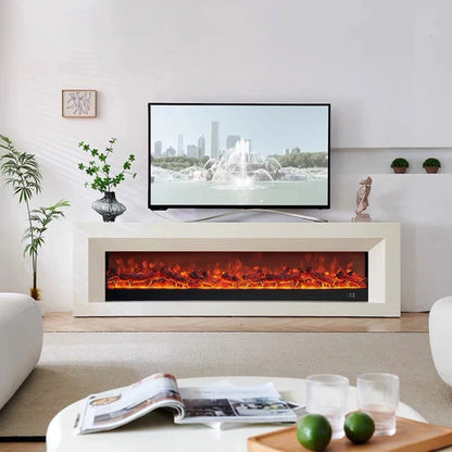 Aihm-Lon White Electric Fireplace with Realistic Decorative Flame 79”-95”